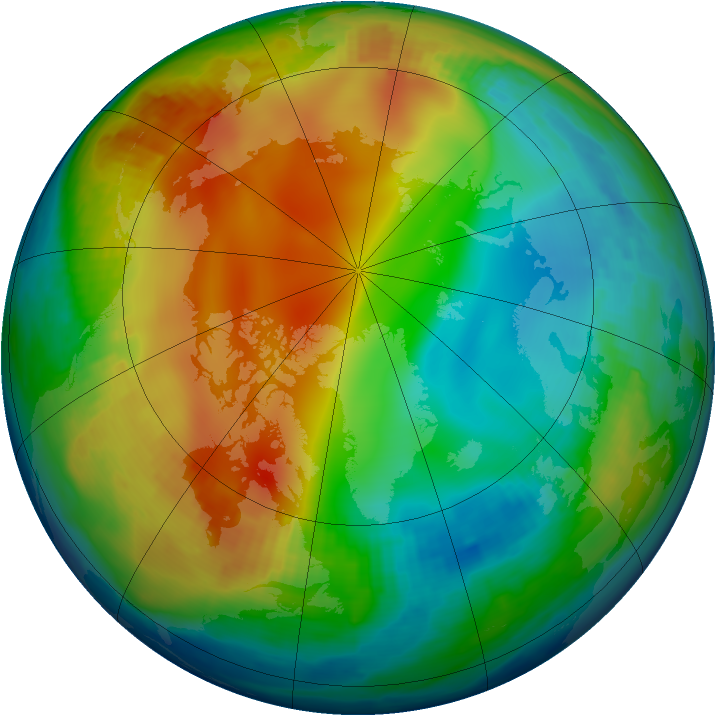 Arctic ozone map for 27 December 1997